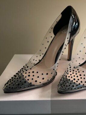 BP Jennie PU Clear Studded Black Pumps
